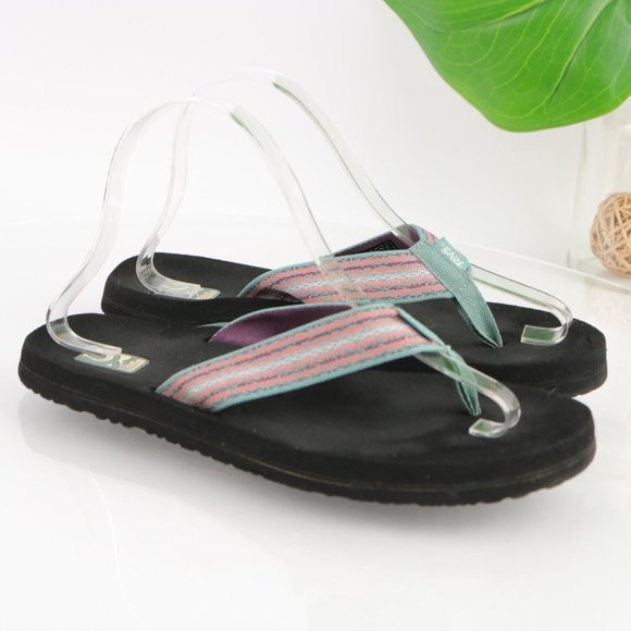 Teva Women Mush Sandal Slide Flip Flop Size 8 Thong Comfy Sage Green Purple Shoe - Picture 5 of 12